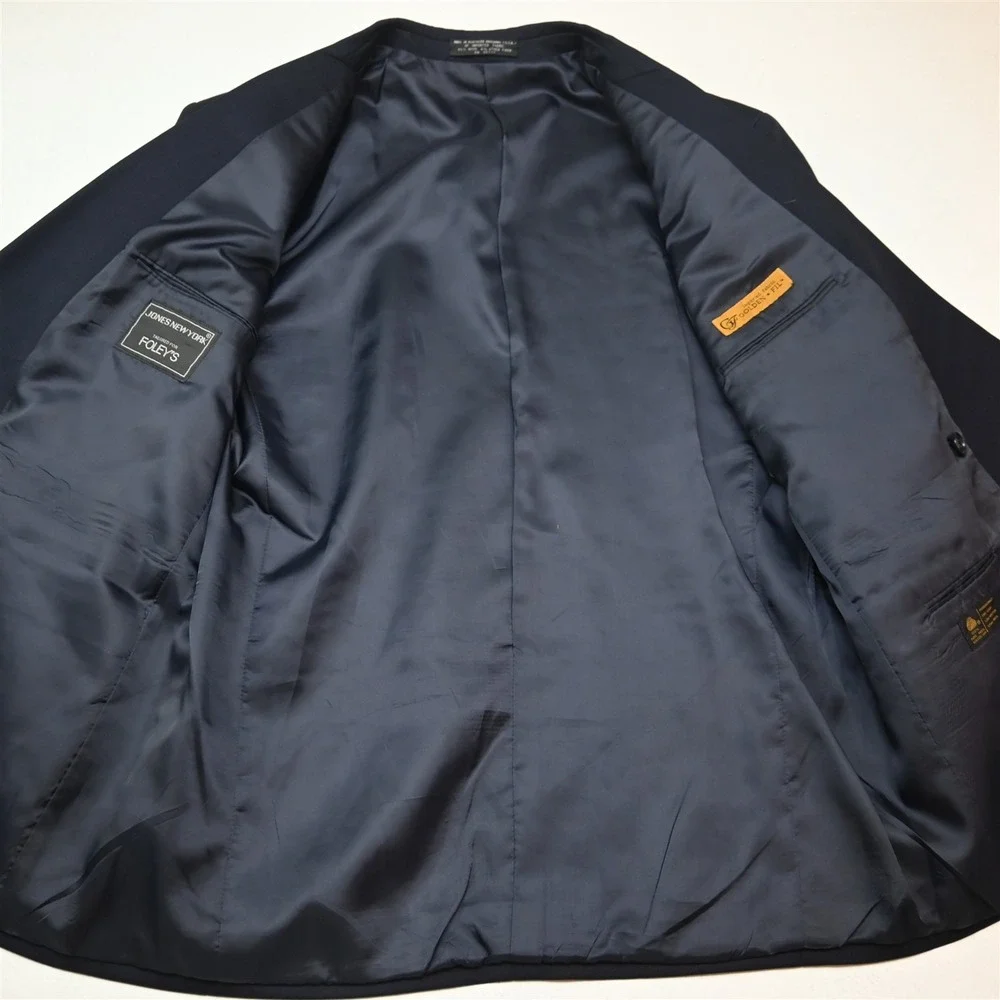 Vtg USA Made Double Breasted 42S 36x30 Navy Blue Wool Mens Jacket Pants Suit
